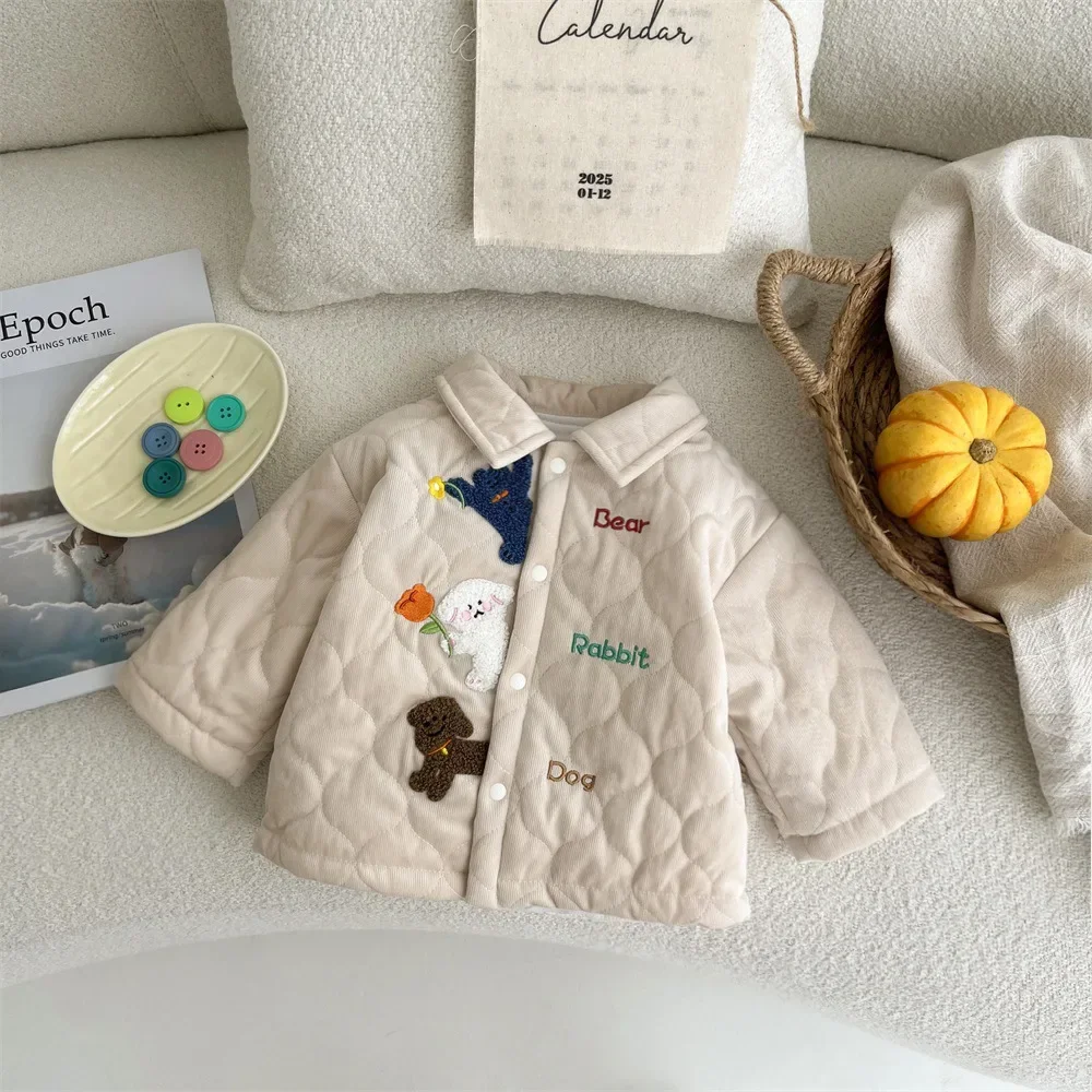 Winter New in Kids Baby Boys Cartoon Dog Thicken Warm Top Outwear Coat , Toddler Infant Cute Clothing Jacket 3M-3Y