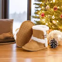Baby Autumn Winter Boots Baby Girl Boys Winter Warm Shoes Solid Fashion Toddler Fuzzy Balls First Walkers Kid Shoes 0-18M 2