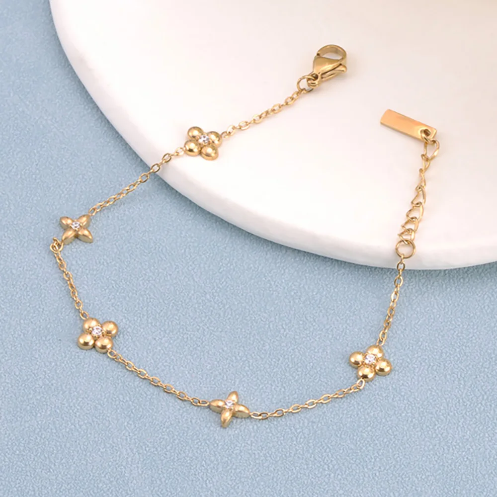 JeeMango Edelstahl-Armbänder im Bohemia-Stil mit Kette und Gliedern für Damen, buntes CZ-Kristall-Charm-Armband, Armband für Damen, JB20114 – Detail 11