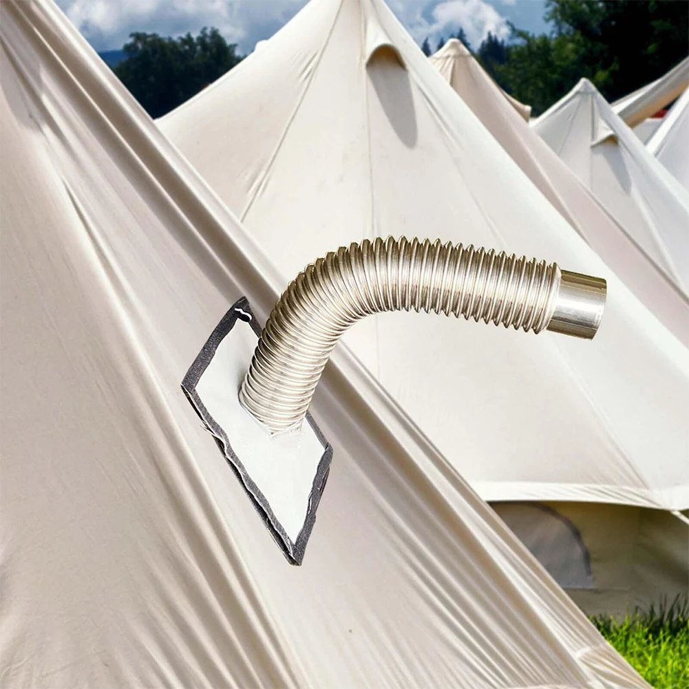 Wood Stove Pipe Stainless Steel Flue Exhaust Stove Pipe 90 Degree Elbow Chimney Liner Bend 50x6cm Multi Flue