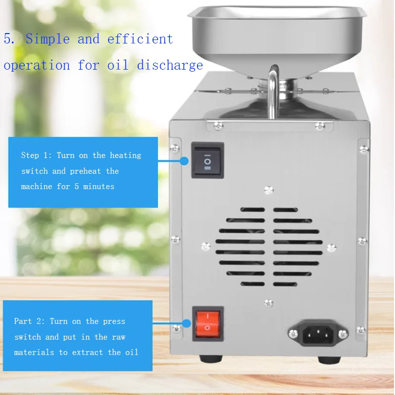 110V/220V Automatic Commercial Oil Press Rapeseed Peanut Oil Press 610W STB-508 Hot And Cold Small Stainless Steel