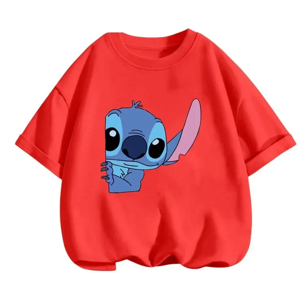 thumbnail image 1 of Camiseta infantil de Disney Lilo Stitch, camiseta kawaii, ropa informal de dibujos animados de anime para niños, camiseta para niñas y niños, camiseta de moda Y2K, 1 of 5
