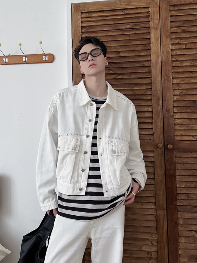  QWZYP Spring Autumn Retro Streetwear Men's Denim