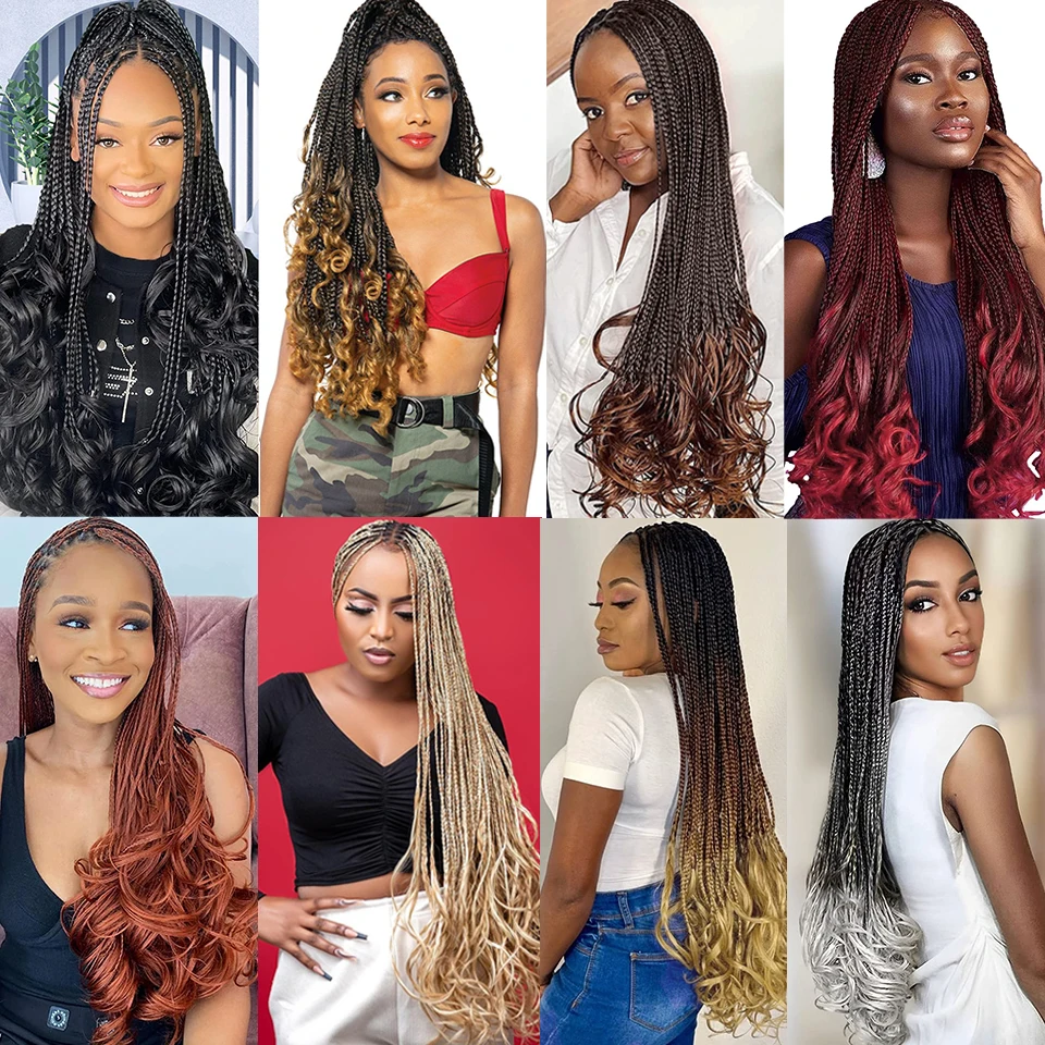 French Curl Crochet Braids 14 18 24 Inch 1- 8 Packs 1B 30 27 350 613 Bug Grey Colors Ombre Brown Goddess Box Braids Crochet Hair 6