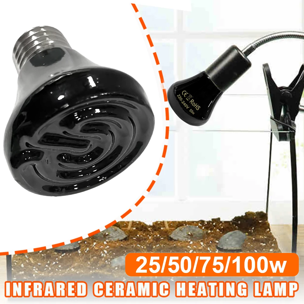 50/75/100W E27 Pet Heating Lamp 220V Infrared Ceramic Emitter Heat Light Bulb Pet Brooder Chickens Reptile Lamp Heating Light