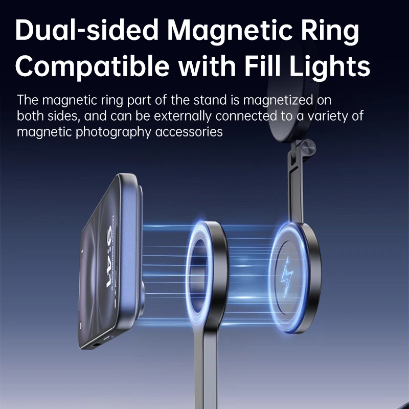 Treppiede magnetico per telefono T18 Treppiede da tavolo per selfie stick con impugnatura per telefono wireless - immagine 6