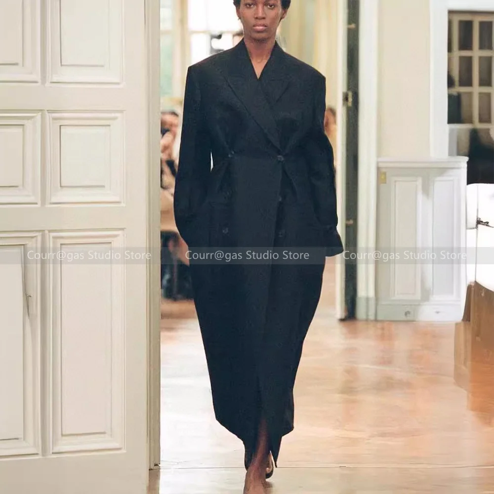 

High-fashion 24 years new double-breasted coat women's wool silk fabric bump collar long wind coat jacket