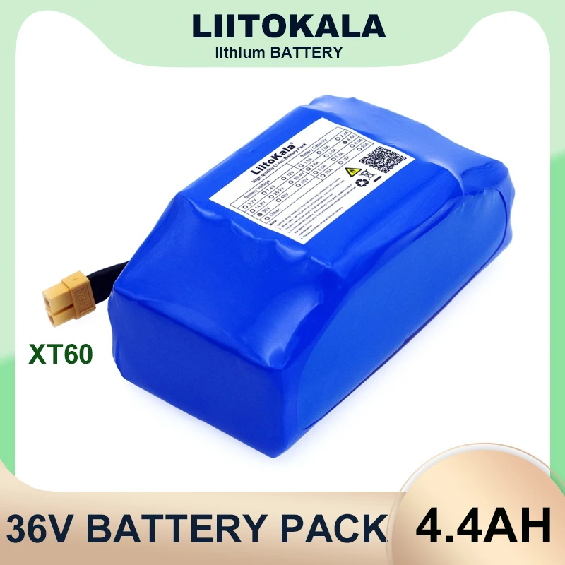 

LiitoKala 36V 4.4Ah 4400mah high drain 2 wheel electric scooter self balancing 18650 li-ion battery pack for Self-balancing Fits