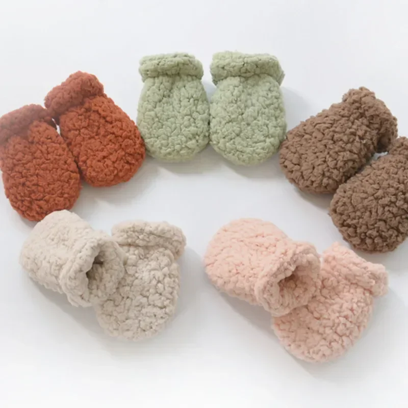 

1 Pair Warm Newborn Mittens European Style Solid Color Series Glove for Infant Baby Boy Girl Autumn Winter Wool Baby Glove