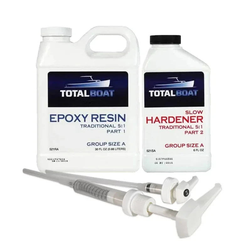 TotalBoat 5:1 Epoxy Resin Kit (Quart, Slow Hardener), Marine Grade Epoxy for Fiberglass and Wood Boat Building and Repair