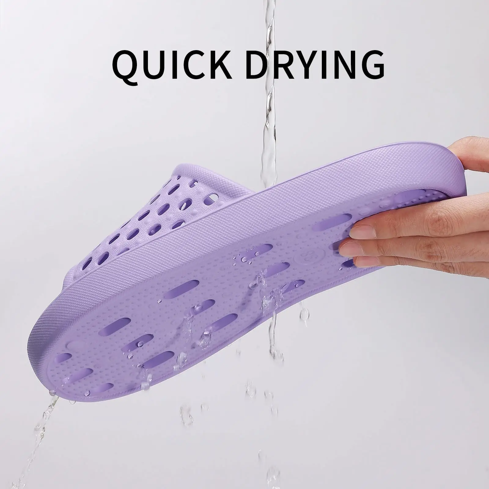Shevalues Leichte Damen-Duschpantoffeln, flache Slip-On-Hausschuhe, schnell trocknende Duschpantoffeln, rutschfeste Poolsandalen für das Fitnessstudio – Detail 14