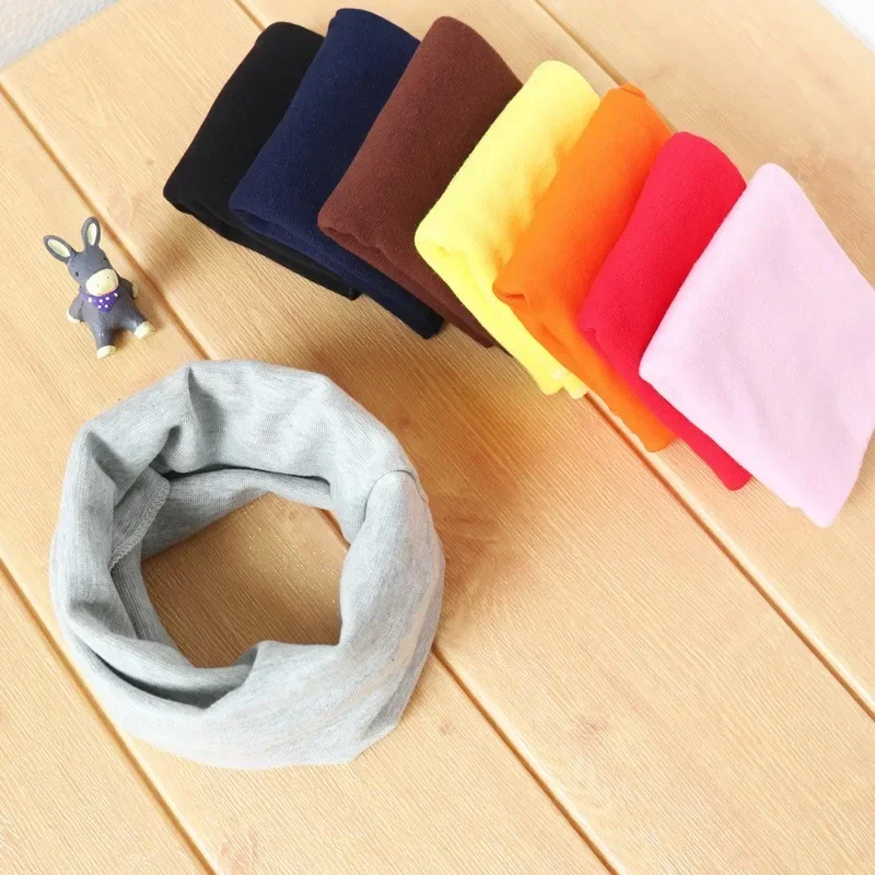 Kids Cotton Scarf Multipurpose O Neck Ring Scarf Solid Print Children Autumn Winter Warm Windproof Scarves for Boys Girls