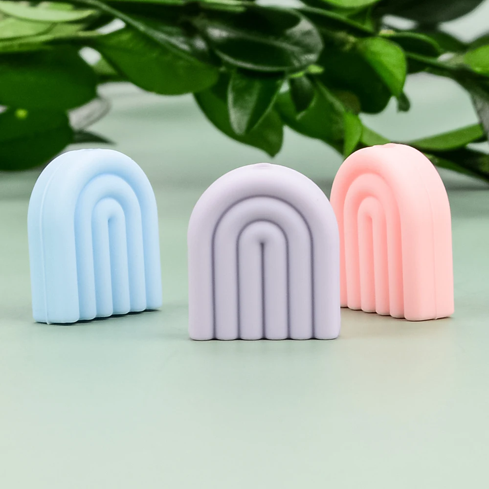 Silicone Teething Toys 40pcs Creative Diy Baby Products Cartoon Silicone Solid Color Rainbow Teether Molar Pacifier Anti-Drop Chain Accessories