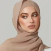 Solid Chiffon Hijab With Matching Undercap Set Women Plain Shawl Jersey Inner Modal Caps Muslim Headband Two-piece Scarf Set 3