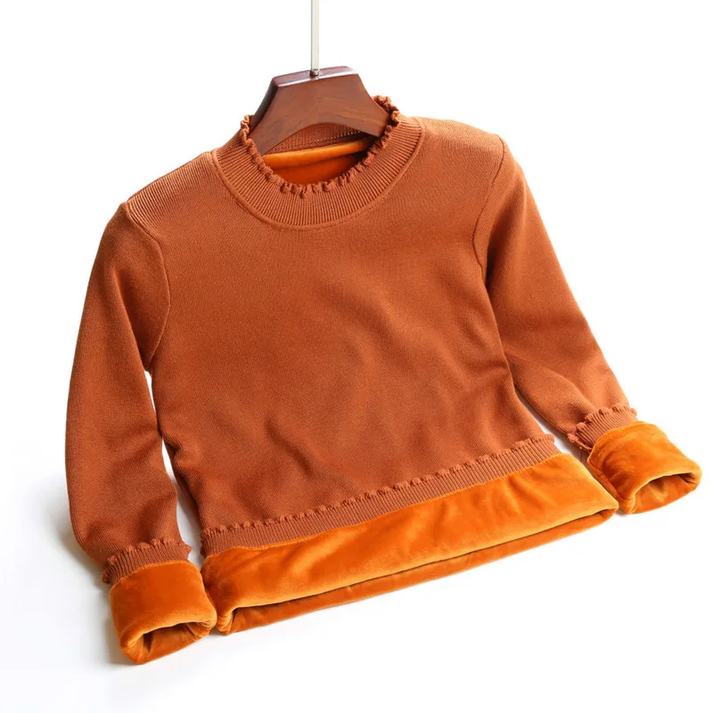 

Women Pullover Top New Autumn Thickening Short Long-sleeved Base Sweater Fashion Trend Slim All-match Sweater