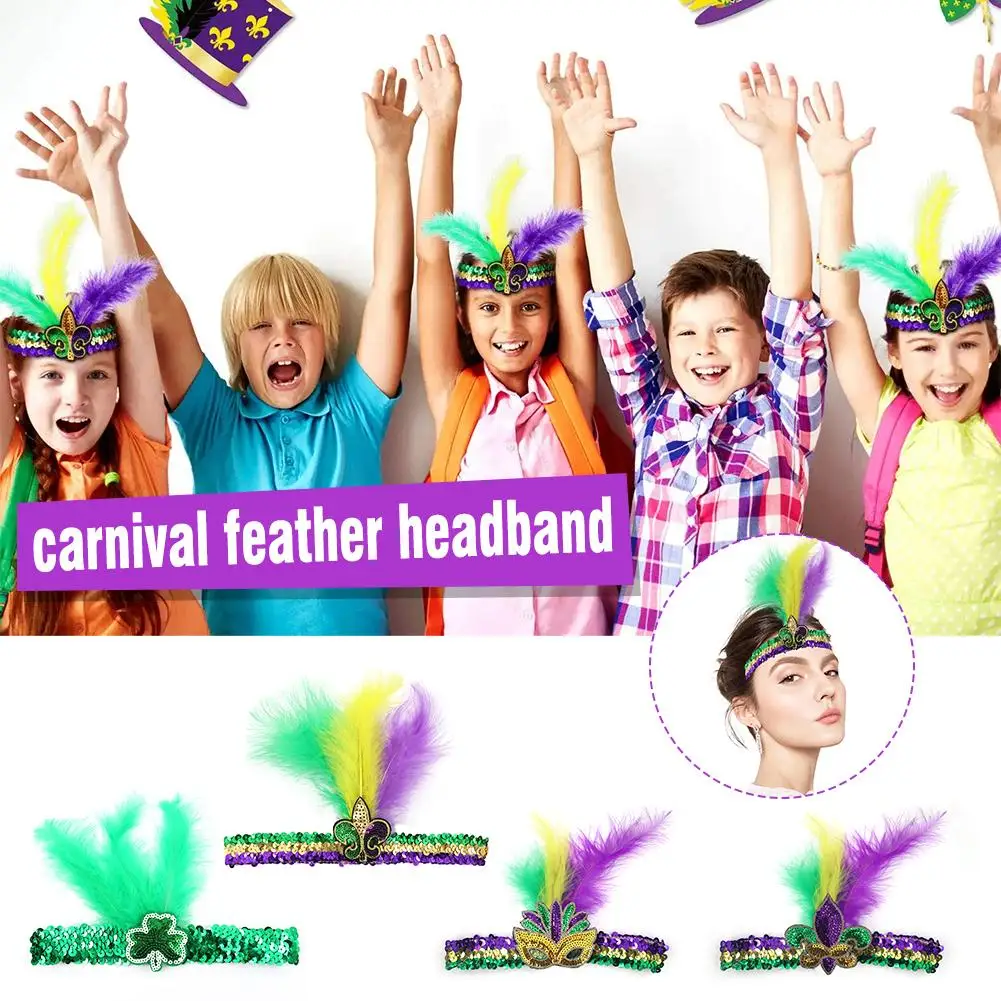 Sequin Hairband Feather Hair Accessories Headband Wild Carnival Man Makeup Ball Headwear New Style Party S1N4