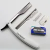 1set Men Straight Barber edge Razors Folding Shaving Knife Hair Removal Tools With 10pcs Blades 2