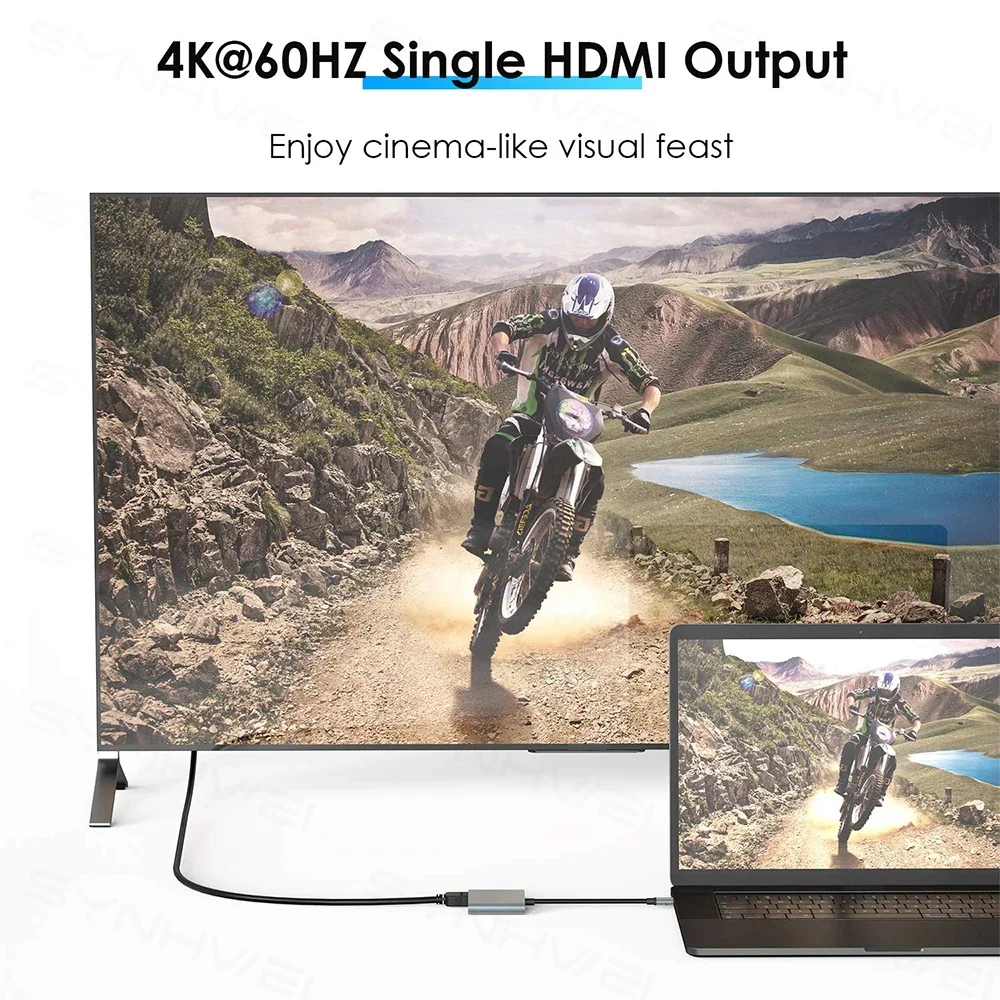 2 포트 USB C 허브-듀얼 HDMI 분배기 4K 60HZ 듀얼 스크린 확장 유형 C 도킹 스테이션 Macbook 노트북 휴대 전화 PC 용