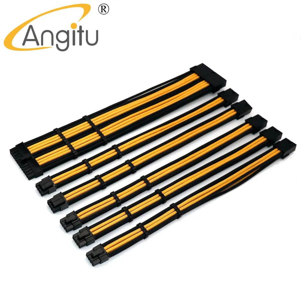 Prémio Ouro Preto 1x24pin 2×4 Mais 48p Cpu 3xpcie Mais 2p Gpu Pcie Básico Cabo de Extensão Psu Kit mm Sleeved Cabo de Alimentação da Placa-mãe