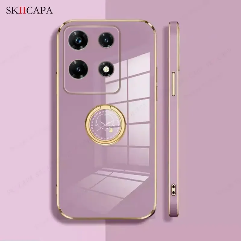 Plating Soft Silicone Ring Holder Case with Lens Protection and Lanyard