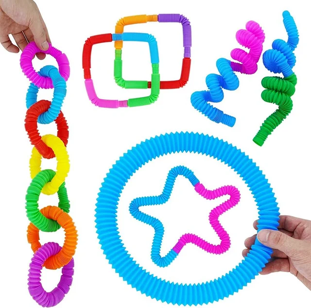 12pc Mini Pop Tubes Sensory Toy For Adult Stress Relieve Toys Kid Autism Anti Stress Plastic Bellows Children Squeeze Toy 3