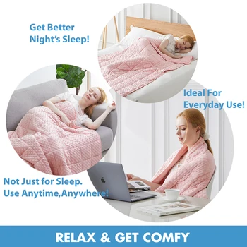 Pink Breathable Soft Minky Weighted Throw Blanket for All Season Single Double Couple Weighted Haveay Blanket with Glass Beads 2