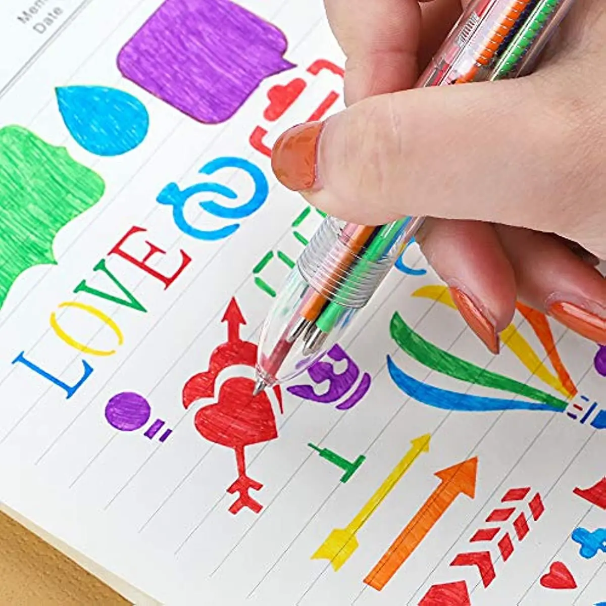 YFDSXKMZ 6-in-1 Kurromi Kugelschreiber Set - 6 Farben In Einem Stift | Mit Notizbüchern Für Schule & Büro