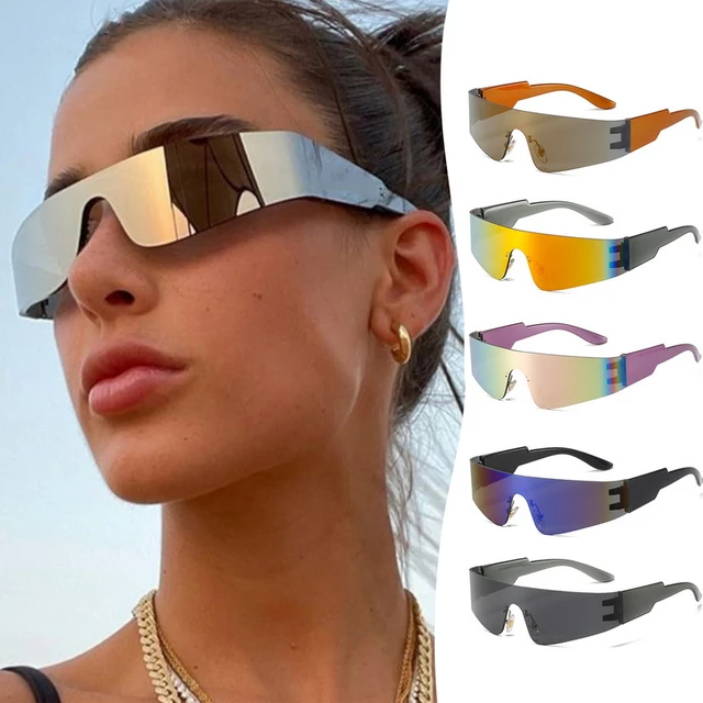 Flat Top Shield Fashion Punk Sunglasses Women Y2k Sun Glasses Men