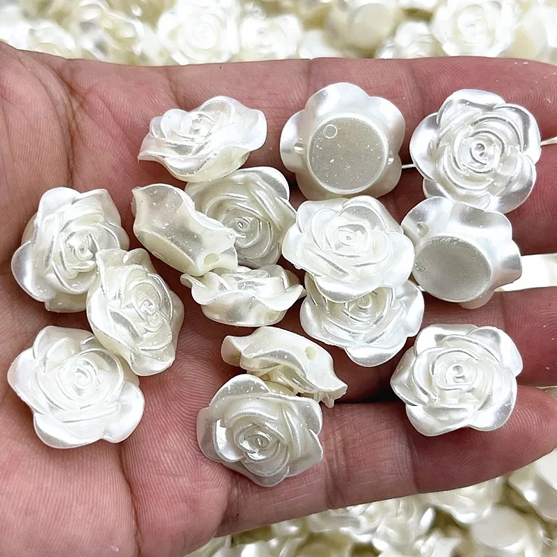 New 15pcs 20mm Colour Rose Flower Acrylic Loose Spacer Beads for Jewelry Making DIY Handmade Clothing Accessories