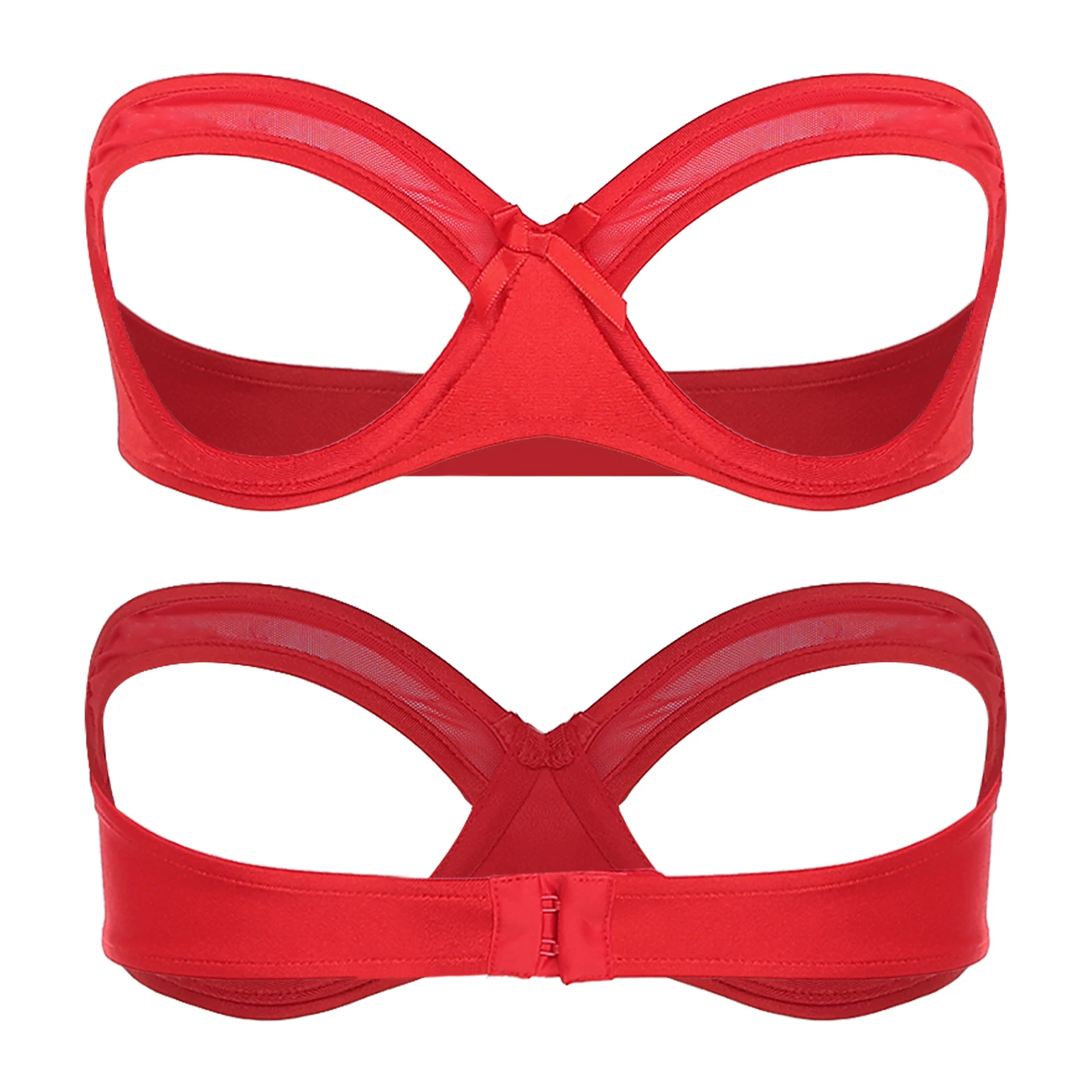 Womens See Through Strapless Cupless Bra Push Up Open Nipple Underwired Bra Lingerie Tube Top Hollow Out Push Up Balconette Bras