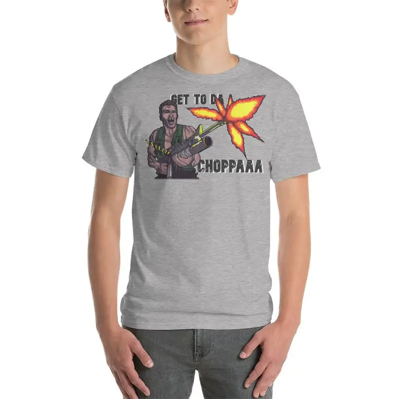 Predator Dutch Arnie Get To Da Choppa Mens Geek Nerd Grey Classic T Shirt Style Spen1Artshop Di Spencer Holdsworth