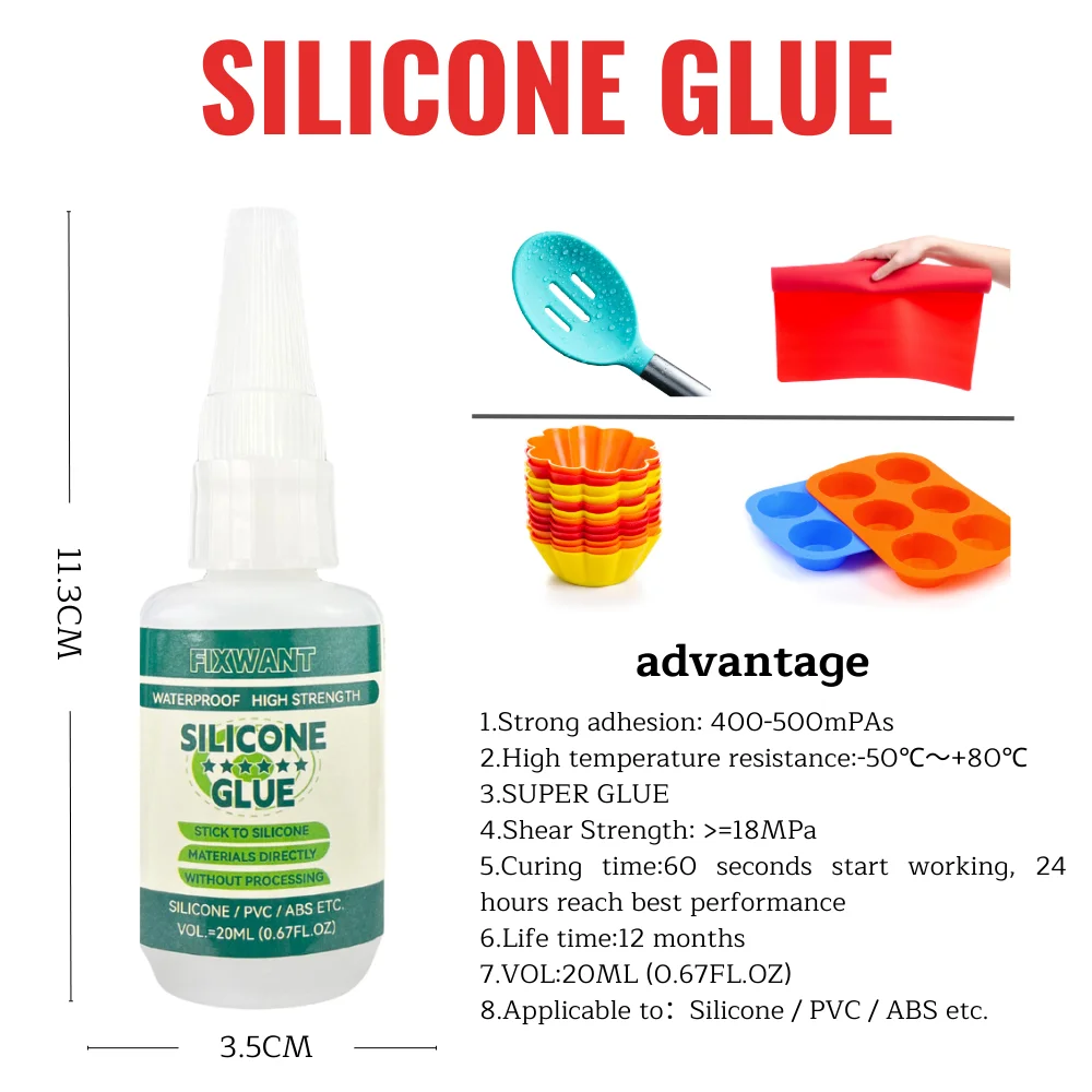 FIXWANT Silikonkleber TPR/TPU/PVC/ABS/Latex Leder Holz Superkleber 20ML – Detail 1