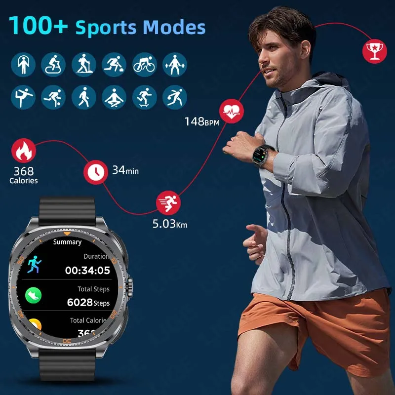 LIGE 2 In 1 TWS Headset Smart Watch 1.53" NFC Men Women Fitness Heart Rate Health Watches Earphone Music Smartwatch 100+ Sports