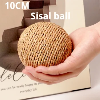 1PC 10CM cat toy sisal ball teasing cat stick molar bite-resistant sound ball self-hi boredom artifact
