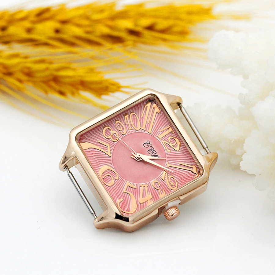 Shsby Diy Personality Square Watch Header Rose Gold Diamond Surface Watch Head Accessories 16mm