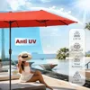 Outdoor Patio Umbrella, Large Rectangular Double Sided Market Table Twin Umbrellas with Crank Handle for Deck Pool 2