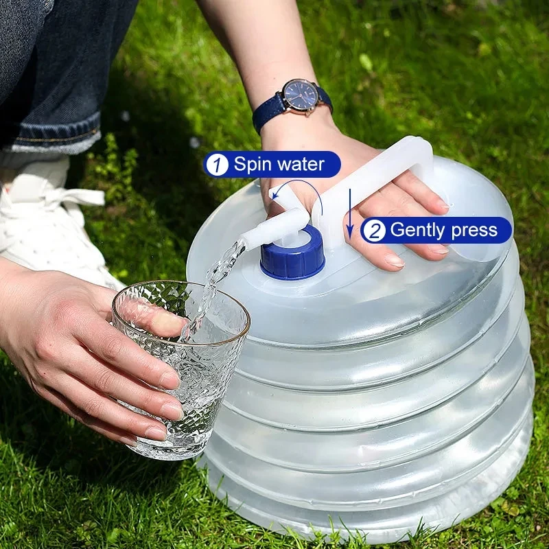 Folding water bucket 5/10/15L Portable with Faucet Reusable Auto Emergency for Car Travel Outdoor