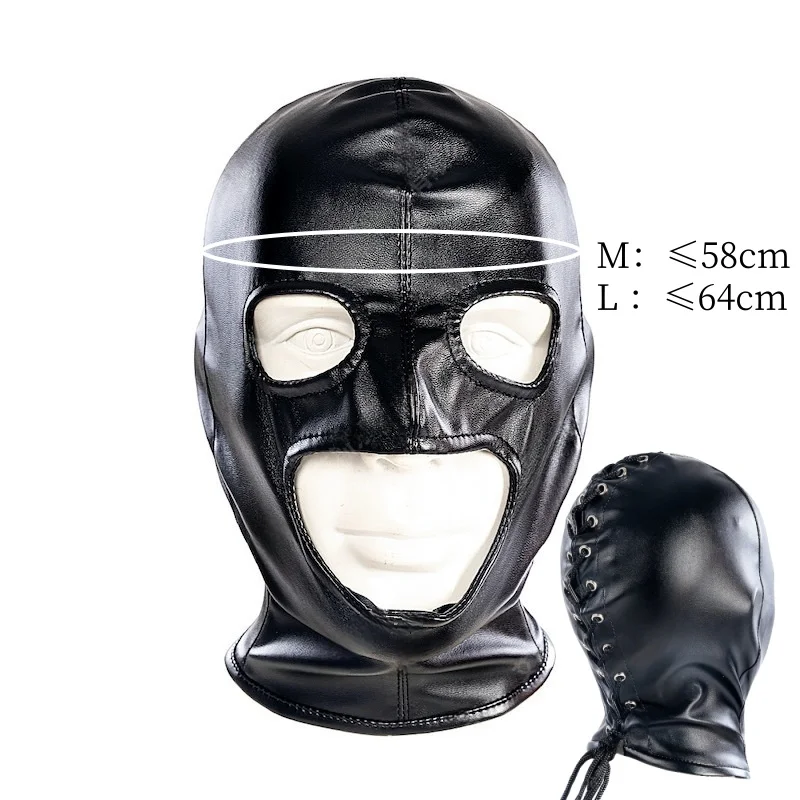 Maschera bondage integrale con lacci per controllo sensoriale_voghion.com