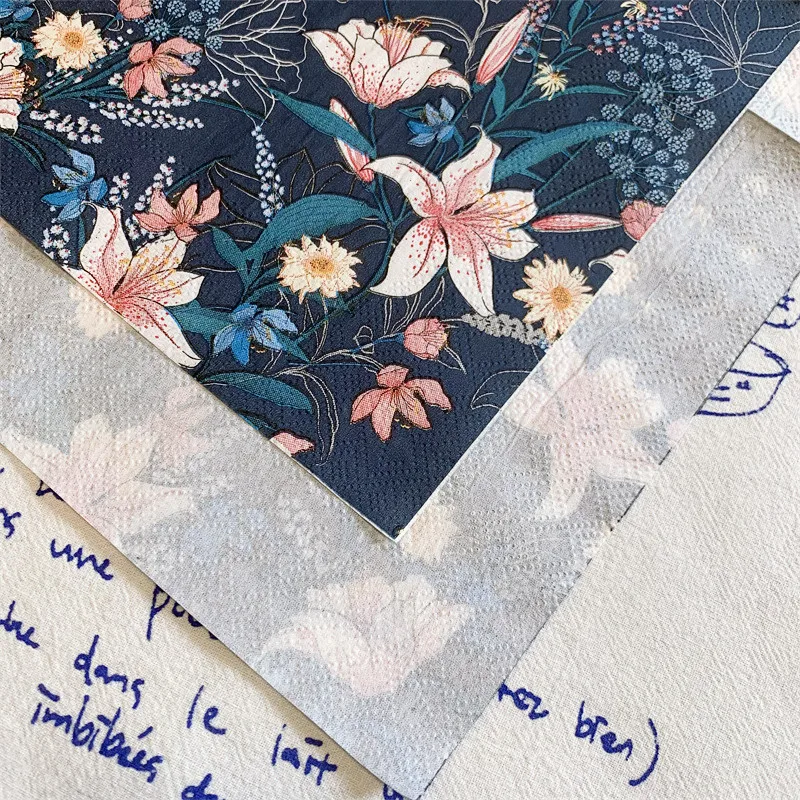 20Pcs/Pack Elegant Flower Table Decoupage Paper Napkins Vintage
