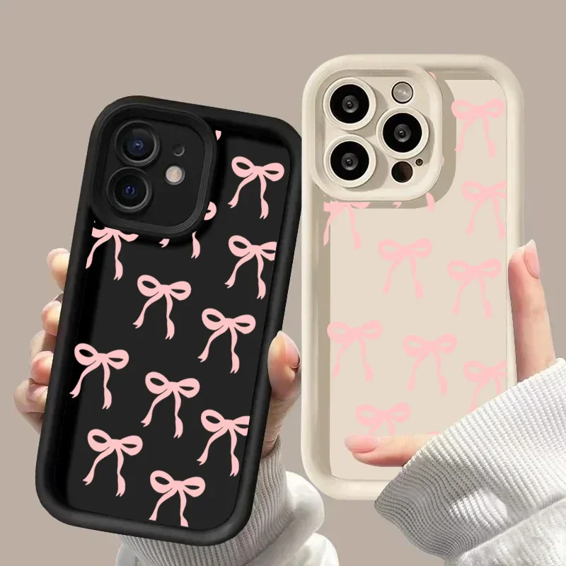 Chic Pink Bow & Floral Heart Design Phone Case