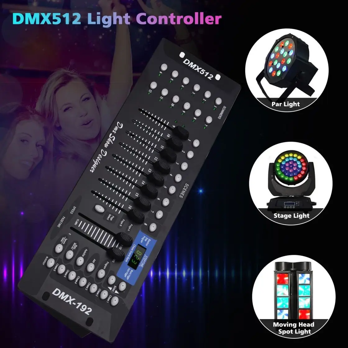 

High Quality 192 DMX Controller Console Operator Disco 512 Moving Head Stage Professional Show Lighting DJ Event Equipment