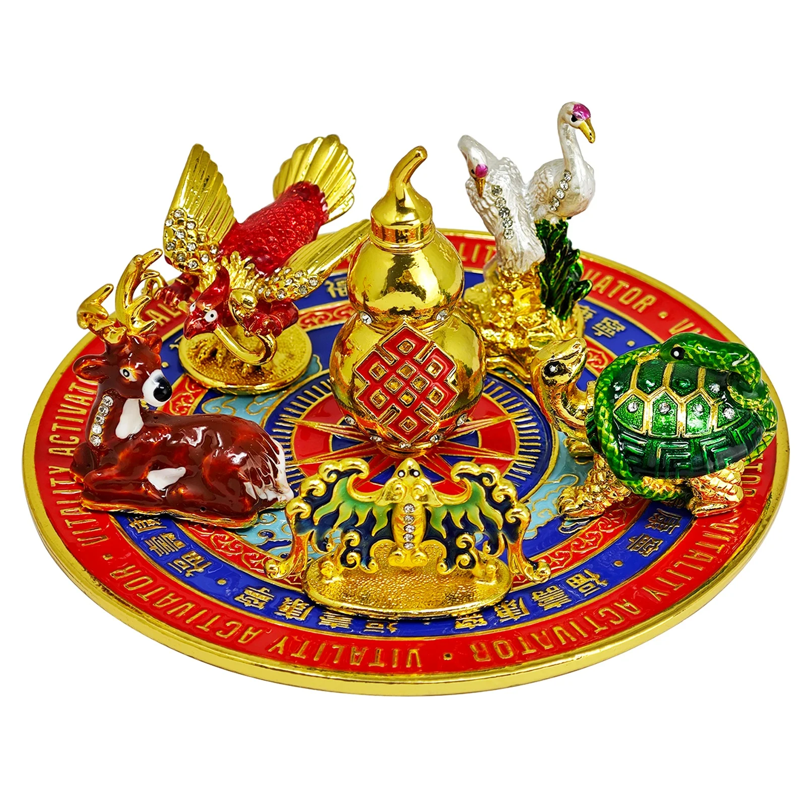 Feng Shui Vitality Activator Plate 6 Blessing Fortunev Wealth and Good Amulet Statue 6