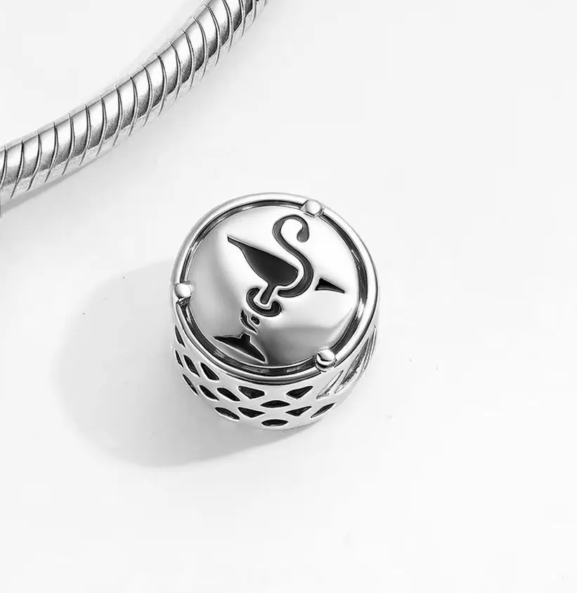 stillhouse Charm-Perlenschmuck aus 925er-Sterlingsilber, Eule von Hygieia, medizinische Tasse, Symbol, Schmuck, Geschenk, passend für Original-Armbänder, DIY-Schmuckzubehör