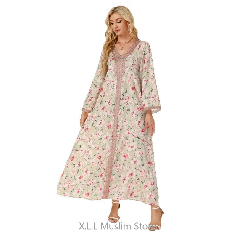 Fashion Ramadan Robe Femme Musulmane Abaya Women Dresses Dubai Kaftan Kebaya  Modest Maxi Dress Women's Prayer Clothes For Party
