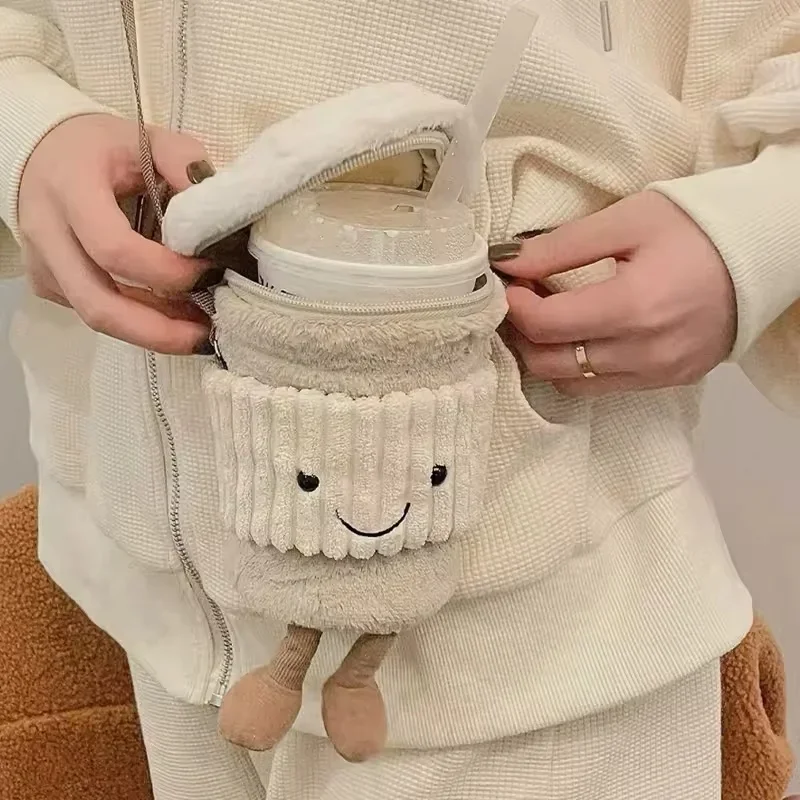 Plush Toy Plush Toy Accessories Plush Handbag Cute Keychains Replica Cartoon Coffee Milk Tea Bag Interesting Pendant Plush Toy Keychain Dolls Accompanying Cups Crossbody Plush Bags