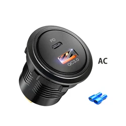 High-Speed Type C USB Car Charger with Built-in 12V Socket Adapter (Orange)