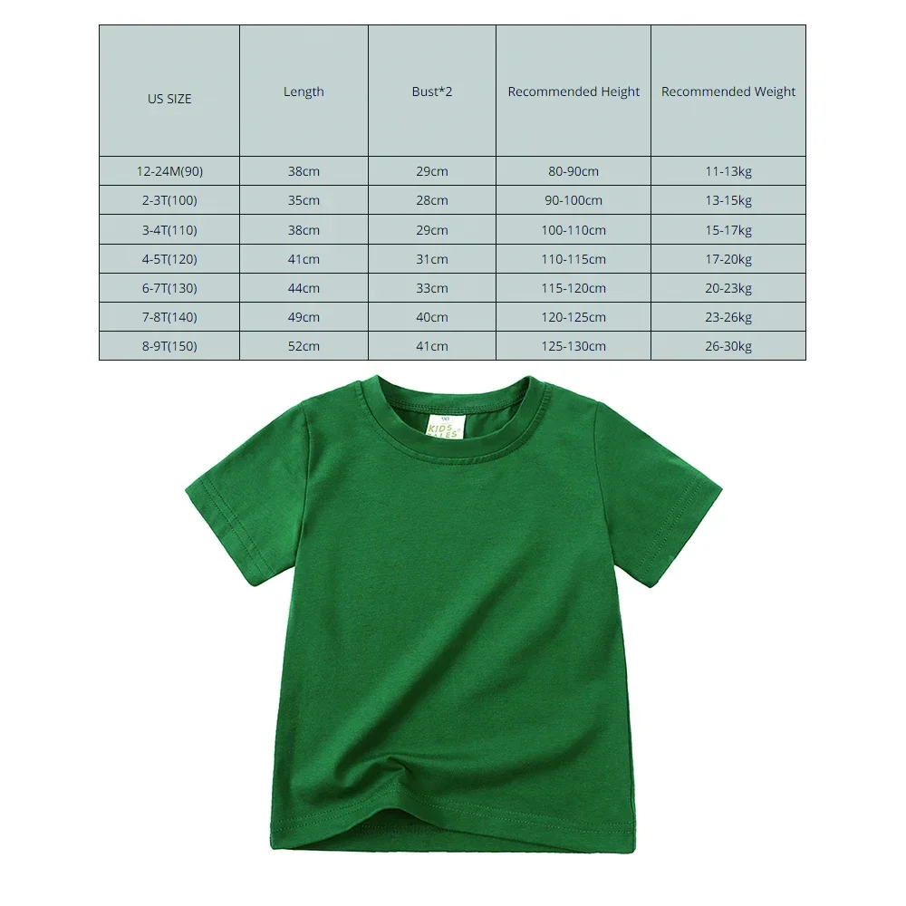2025 Summer Kids Boys Girls T-shirt Solid Cotton Breathable Teenager Short Children Casual Shirt For 12M-9T Baby Korean Top 6