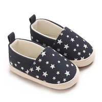 Fashionable Baby Boy Canvas Spring And Autumn Flat Shoes With Star Embellishment soft Sole 0-18M Newborn Soft Sole Anti Slip 2