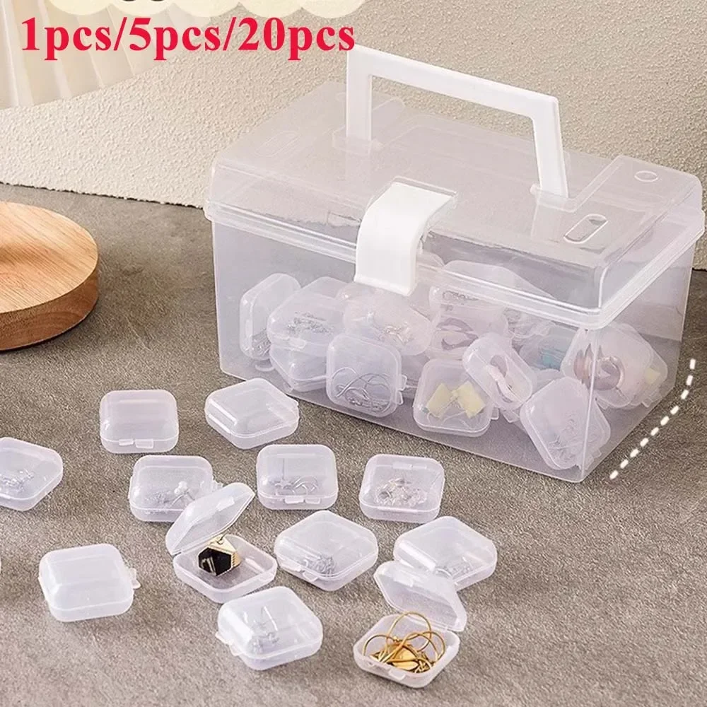 5/20PCS Mini Plastic Storage Box Transparent Jewelry Storage Box Container Portable Earring Ring Earplugs Packag Case