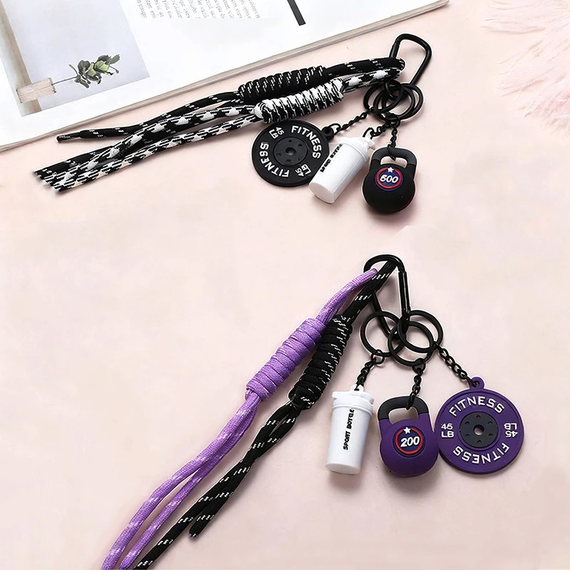 Sports Fitness Bag Pendant Mini Dumbbell Water Cup Keychain Camera Mobile Phone Backpack Accessories For Men Women Y2k Fashion